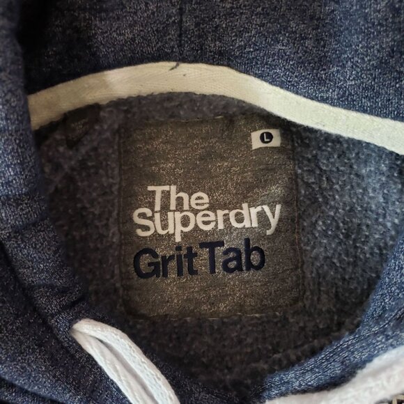 Superdry Grit Tab Vtg Hoodie Pullover With Drawstrings Navy Blue Large - Picture 7 of 14